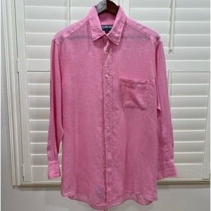 Vilebrequin Men’s Salmon Pink shirt. Long-sleeved button-down. Large